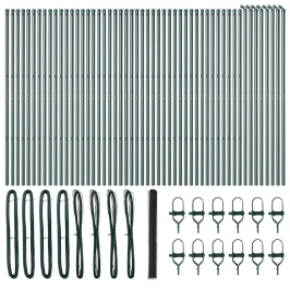 Vidaxl Sešstūra Žogs Pelēks 1.5X100 M Tērauds,  Žogu Stabi 13 Gabali Zaļa Ø32 Mm 200 Cm Galvanizēts Tērauds Vidaxl