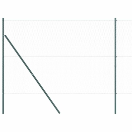 Vidaxl Heksagonālais Žogs Pelēks 1.6X100 M Tērauds,  Žoga Stabi 13 Gabali Zaļi Ø32 Mm 210 Cm Cinkotā Tērauda Vidaxl