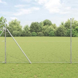 Vidaxl Heksagona Žogs 1.5X50 M Cinkotā Tēraudā,  Žogu Stabi 13 Gab. Ø32 Mm 200 Cm Cinkotā Tēraudā Vidaxl