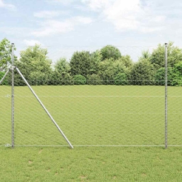 Vidaxl Heksagona Žogs 1.5X100 M Cinkots Tērauds,  Žogu Stabi 13 Gabali Ø32 Mm 200 Cm Cinkots Tērauds Vidaxl