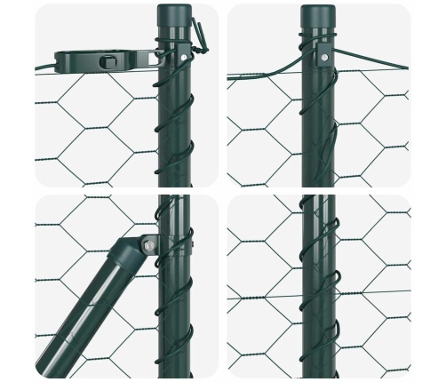 Žogs Ar Stabiem Zaļa 1 X 10 M Pvc Pārklāts Tērauds Vidaxl