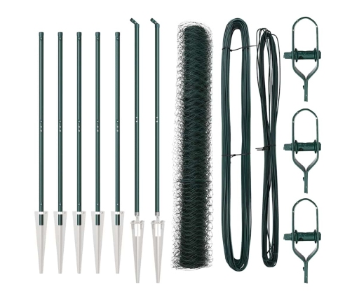 Žogs Ar Stabiem Zaļa 1 X 10 M Pvc Pārklāts Tērauds Vidaxl