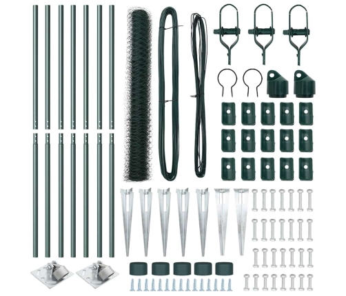 Žogs Ar Stabiem Zaļa 1 X 10 M Pvc Pārklāts Tērauds Vidaxl