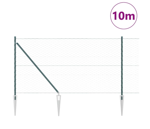 Žogs Ar Stabiem Zaļa 1 X 10 M Pvc Pārklāts Tērauds Vidaxl