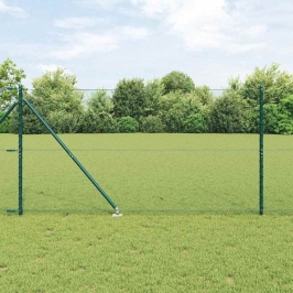 Vidaxl Sešstūra Žogs Zaļš 1.4X10 M Tērauds,  Žoga Stabi Ar Skrūvgrieza Fiksāciju 7 Gab Ø32 Mm 160 Cm Cinkots Tērauds Vidaxl