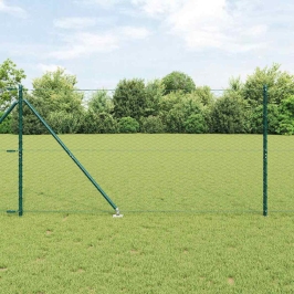 Vidaxl Sešstūra Žogs Zaļš 1.4X50 M Tērauds,  Žoga Statņi Ar Stiprinājumiem 13 Gab. Ø32 Mm 160 Cm Cinkots Tērauds Vidaxl
