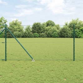 Vidaxl Sešstūra Žogs Zaļš 1.4X100 M Tērauds,  Žoga Stabi Ar Dzinēju 13 Gab Ø32 Mm 160 Cm Cinkots Tērauds Vidaxl