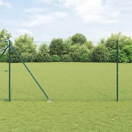 Vidaxl Sešstūra Žogs Zaļš 1.6X100 M Tērauds,  Žoga Stabi Ar Stiprinājumu 13 Gabali Ø32 Mm 180 Cm Cinkota Tērauda Vidaxl