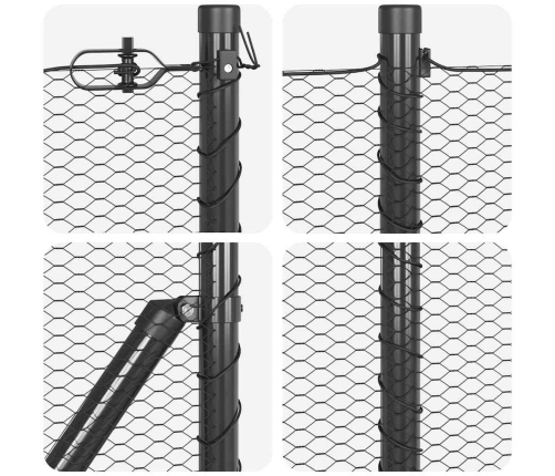 Žogs Ar Stabiem Pelēka 0.4 X 25 M Pvc Pārklāts Tērauds Vidaxl