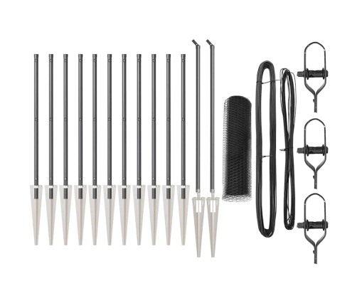 Žogs Ar Stabiem Pelēka 0.4 X 25 M Pvc Pārklāts Tērauds Vidaxl