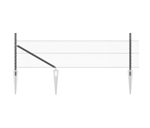 Žogs Ar Stabiem Pelēka 0.4 X 25 M Pvc Pārklāts Tērauds Vidaxl