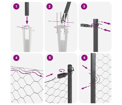 Žogs Ar Stabiem Pelēka 0.4 X 25 M Pvc Pārklāts Tērauds Vidaxl