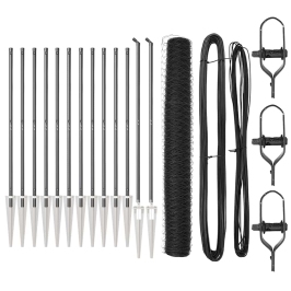 Vidaxl Heksagona Žogs Pelēks 1.4X25 M Tērauds,  Žoga Stabi Ar Spīlēm 13 Gab Ø32 Mm 160 Cm Cinkots Tērauds Vidaxl