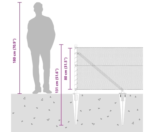Vidaxl Sešstūra Žogs Pelēks 0.8X50 M Tērauds