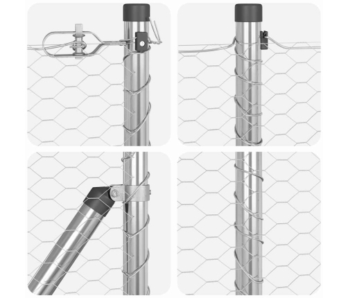 Žogs Ar Stabiem. Sudraba 0.5 X 10 M Pvc Pārklāts Tērauds Vidaxl