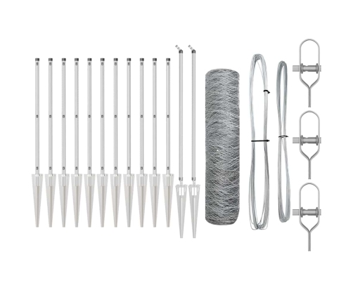 Žogs Ar Stabiem. Sudraba 0.5 X 10 M Pvc Pārklāts Tērauds Vidaxl