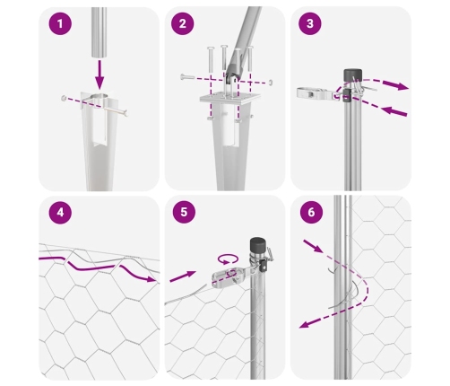 Žogs Ar Stabiem. Sudraba 0.5 X 10 M Pvc Pārklāts Tērauds Vidaxl
