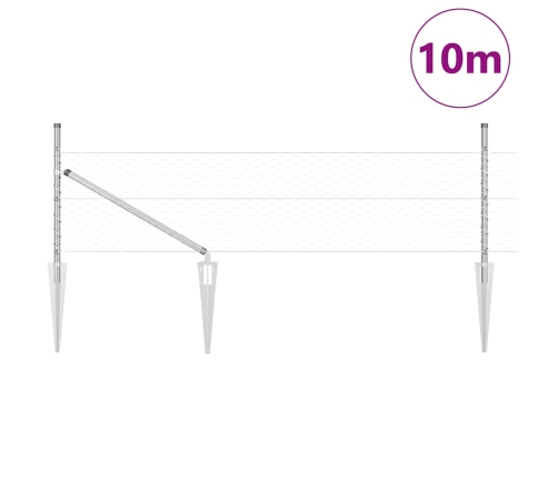 Žogs Ar Stabiem. Sudraba 0.5 X 10 M Pvc Pārklāts Tērauds Vidaxl