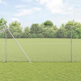 Vidaxl Heksagona Žogs 1.5X10 M Cinkots Tērauds,  Žoga Stabi Ar Tapu 7 Gab Ø32 Mm 170 Cm Cinkots Tērauds Vidaxl