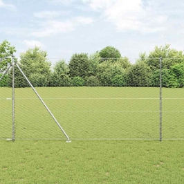 Vidaxl Heksagona Žogs 1.6X25 M Cinkota Tērauda,  Žoga Stabi Ar Spike 13 Gab Ø32 Mm 180 Cm Cinkots Tērauds Vidaxl