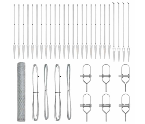 Žogs Ar Stabiem. Sudraba 1.4 X 50 M Pvc Pārklāts Tērauds Vidaxl