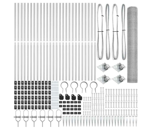 Žogs Ar Stabiem. Sudraba 1.4 X 50 M Pvc Pārklāts Tērauds Vidaxl