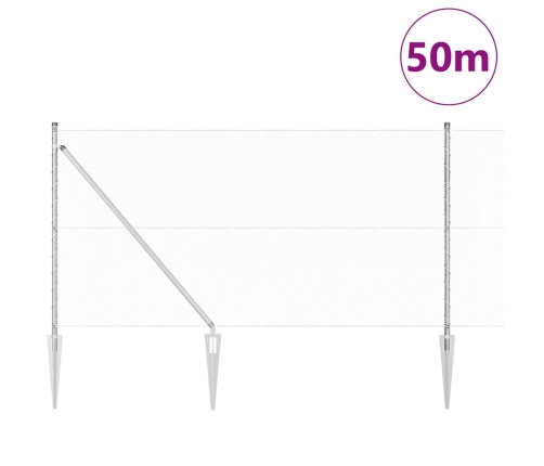 Žogs Ar Stabiem. Sudraba 1.4 X 50 M Pvc Pārklāts Tērauds Vidaxl