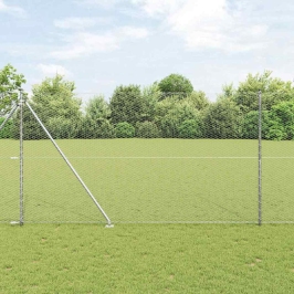 Vidaxl Heksagona Žogs 1.6X100 M Cinkots Tērauds,  Žogu Posti Ar Stiprinājumu 13 Gab Ø32 Mm 180 Cm Cinkots Tērauds Vidaxl