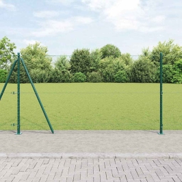 Vidaxl Sešstūra Žogs Zaļš 1.2X50 M Tērauds,  Žogu Stabi Ar Pamatnes Plāksnēm 13 Gab Ø32Mm 68.5Cm Cinkots Tērauds Vidaxl