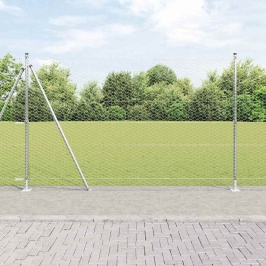 Vidaxl Heksagona Žogs 1.6X25 M Galvanizēts Tērauds,  Žoga Stabi Ar Pamatplāksnēm 13 Gabali Ø32Mm 88.5Cm Galvanizēts Tērauds Vidaxl