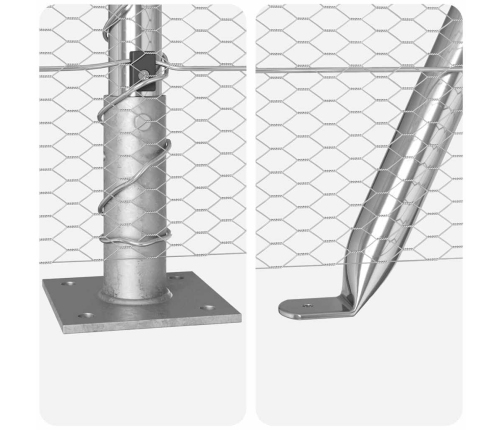 Žogs Ar Stabiem Sudraba 1 X 50 M Pvc Pārklāts Tērauds Vidaxl