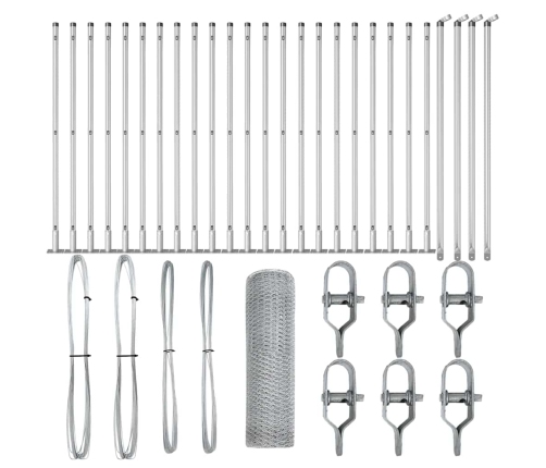 Žogs Ar Stabiem Sudraba 1 X 50 M Pvc Pārklāts Tērauds Vidaxl