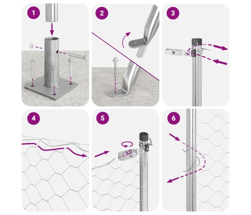 Žogs Ar Stabiem Sudraba 1 X 50 M Pvc Pārklāts Tērauds Vidaxl
