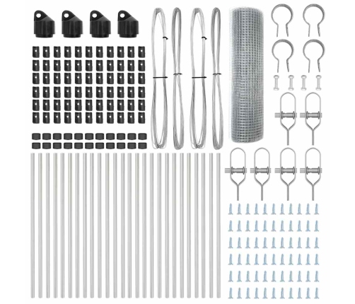 Žogs Ar Stabiem Pelēka 0.8 X 50 M Pulverkrāsots Cinkots Tērauds Vidaxl