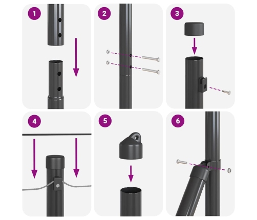 Žogs Ar Stabiem Pelēka 1.2 X 50 M Pulverkrāsots Cinkots Tērauds Vidaxl
