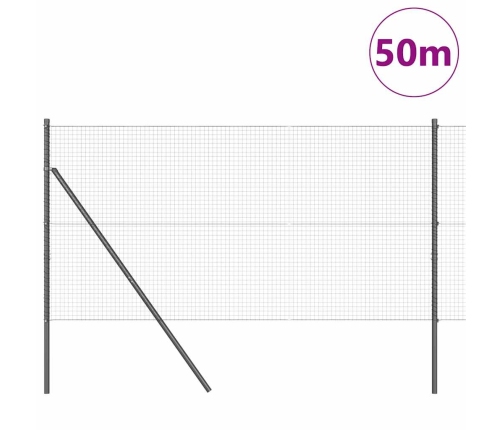 Žogs Ar Stabiem Pelēka 1.2 X 50 M Pulverkrāsots Cinkots Tērauds Vidaxl