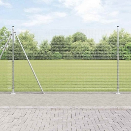 Veltīts Stiepļu Žogs Ar 13 Flanged Stabiem 1.5X50 M Galvanizētā Tēraudā Vidaxl