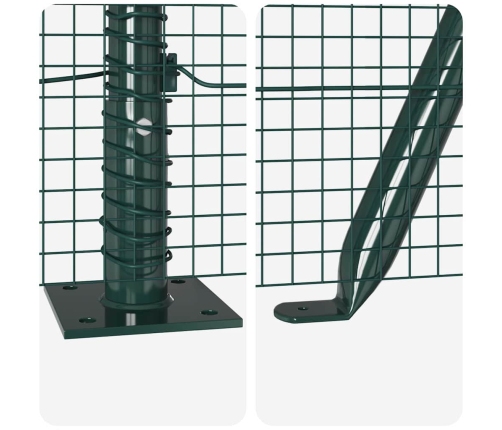 Savilktais Stiepļu Žogs Ar 13 Flanged Posmiem Zaļš 0.6X50 M Tērauds Vidaxl