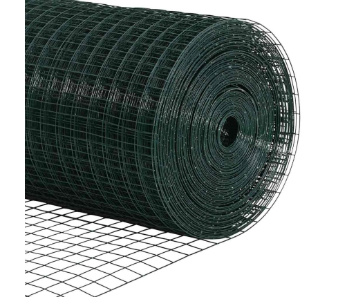 Savilktais Stiepļu Žogs Ar 13 Flanged Posmiem Zaļš 0.6X50 M Tērauds Vidaxl