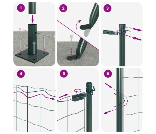 Savilktais Stiepļu Žogs Ar 13 Flanged Posmiem Zaļš 0.6X50 M Tērauds Vidaxl