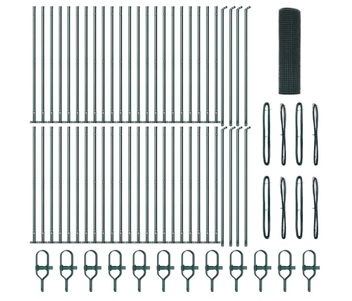 Savilkta Stieples Žogs Ar 13 Flange Stabiem Zaļš 0.6X100 M Tērauds Vidaxl