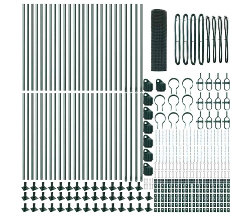 Savilkta Stieples Žogs Ar 13 Flange Stabiem Zaļš 0.6X100 M Tērauds Vidaxl