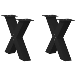 Coffee Table Legs X-Shaped 2 Gab. Melns 50X(42-43) Cm Tērauds Vidaxl