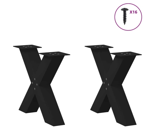 vidaXL Coffee Table Legs X-Shaped 2 gab. melns 50x(42-43) cm tērauds
