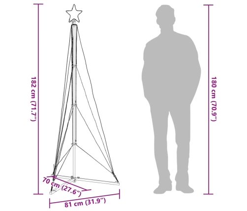 Ziemassvētku Eglītes Gaisma 363 Led Auksti Balts 182 Cm Vidaxl