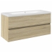 vidaXL 2-daļīgs vannasistabas mēbeļu komplekts, keramika, koks