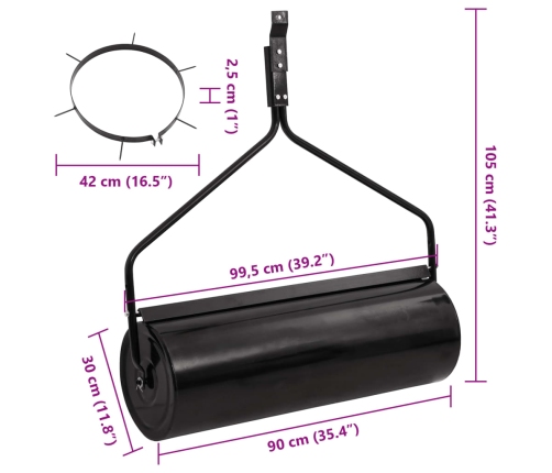 Zālāja Rullis Ar Aeratoru, Melns, 63 L, Dzelzs Vidaxl