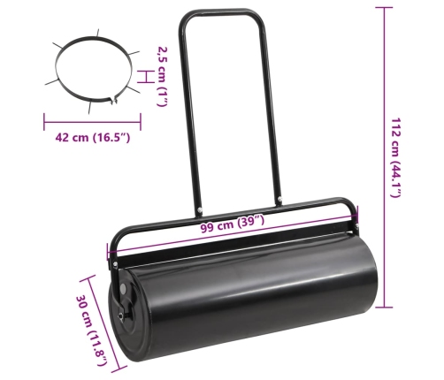 Zālāja Rullis Ar Aeratoru, Melns, 63 L, Dzelzs Un Tērauds Vidaxl