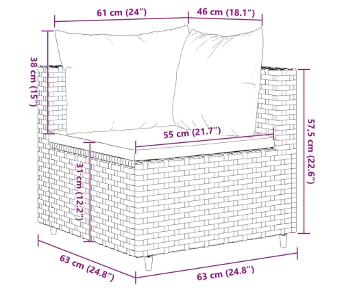 vidaXL 10-daļīgs dārza atpūtas mēbeļu komplekts, pelēka PE rotangpalma
