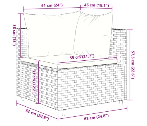 10-Daļīgs Dārza Atpūtas Mēbeļu Komplekts, Pelēka Pe Rotangpalma Vidaxl